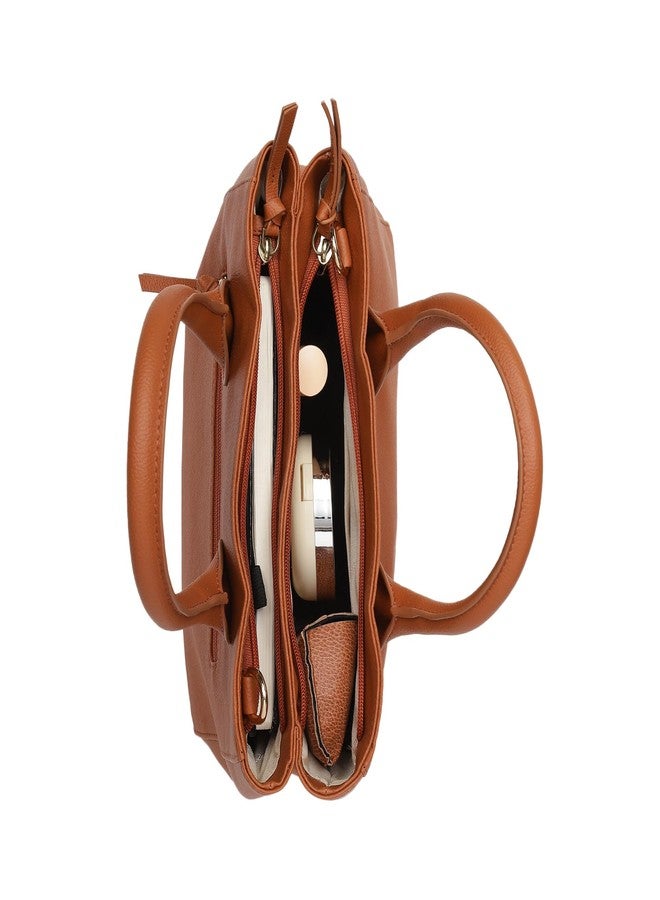 Fastrack Women’s Tan Satchel Bag | Structured Faux-Leather Handbag with Multiple Carry Options & Quick-Access Pockets - Image 2
